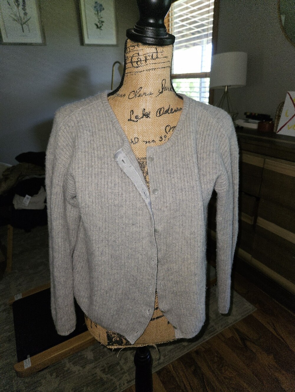 Soft Light Gray Ribbed Button Cardigan
